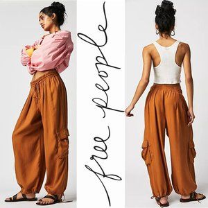 Free People Palash Solid Cargo PANTS Size S Goldenrod Brown NEW
